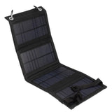 Black four-section solar charger with buckle and two carabiners