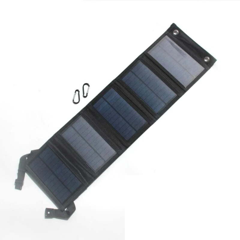 Unfolded five-section charger with carabiners