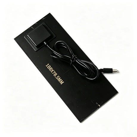 Rear panel dimensions and attached USB-C lead