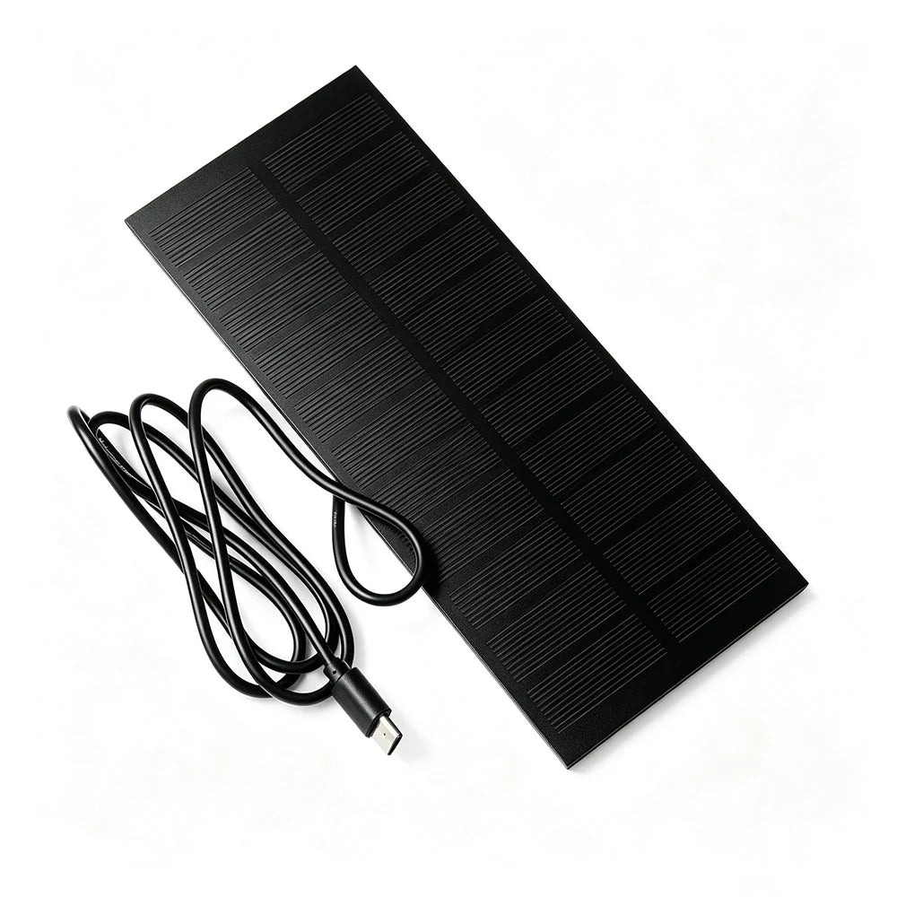 Black solar panel with USB-C connector