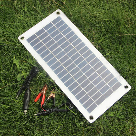 8.5W semi-flexible solar panel with battery clamps