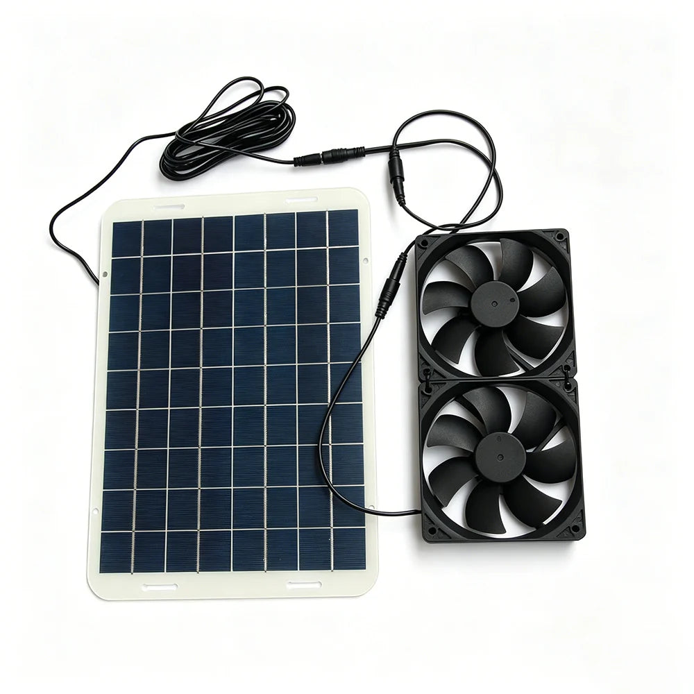 Solar panel connected to the paired exhaust fans