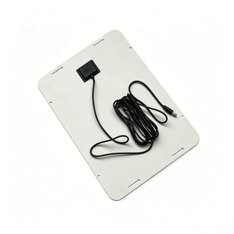 Rear junction box and DC cable on the white solar panel