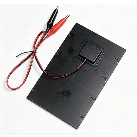 Rear of solar panel with clip leads