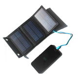 Three-panel charger with phone charging example