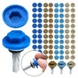 Colored M5.5 hex head screw caps with a fitted self-drilling screw example