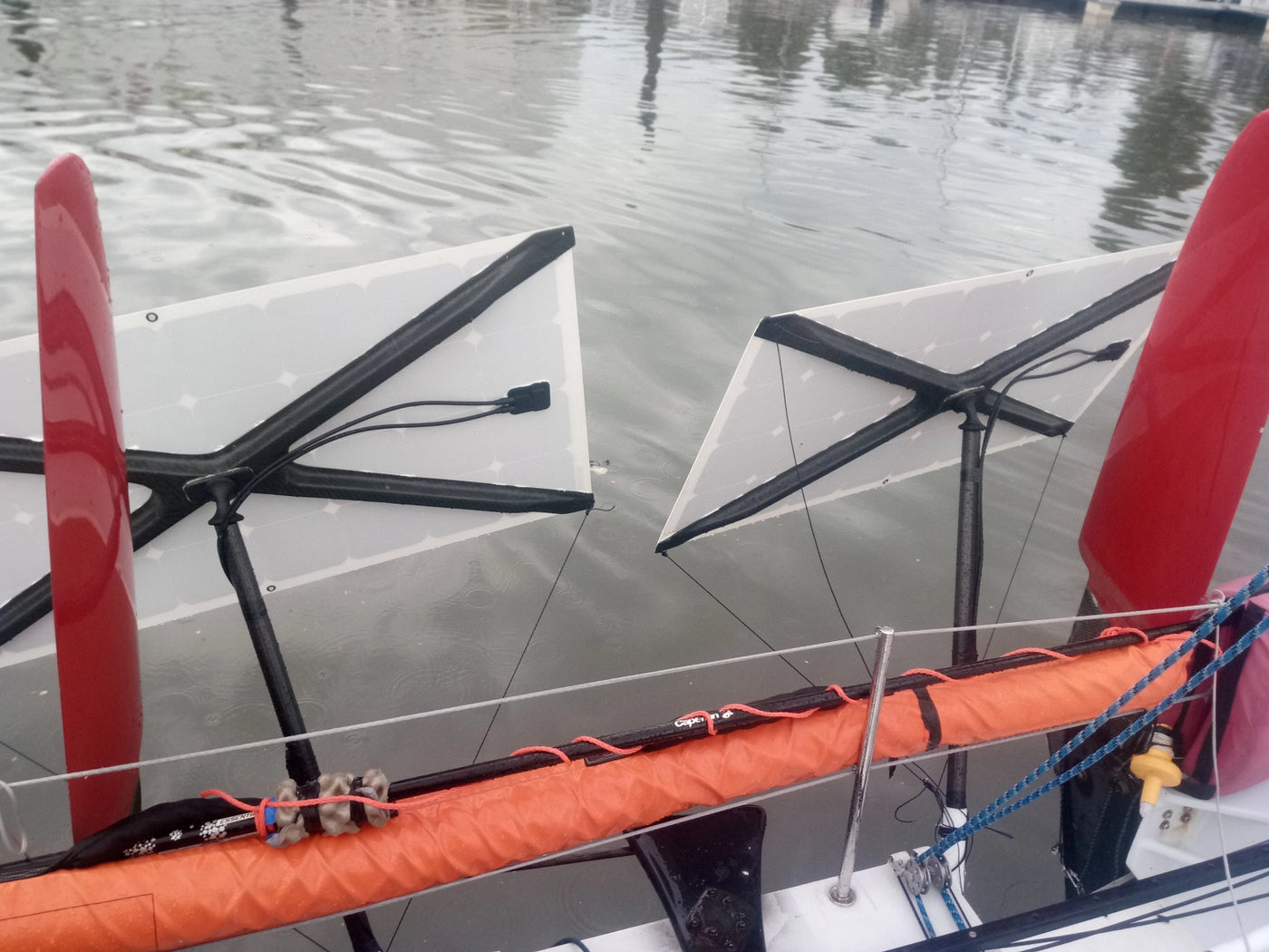 lightweight flexible solar panels installed on trimaran for marine power generation