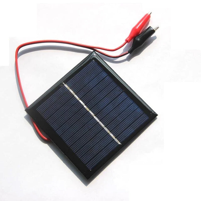 1W 5.5V square solar panel with alligator clip leads
