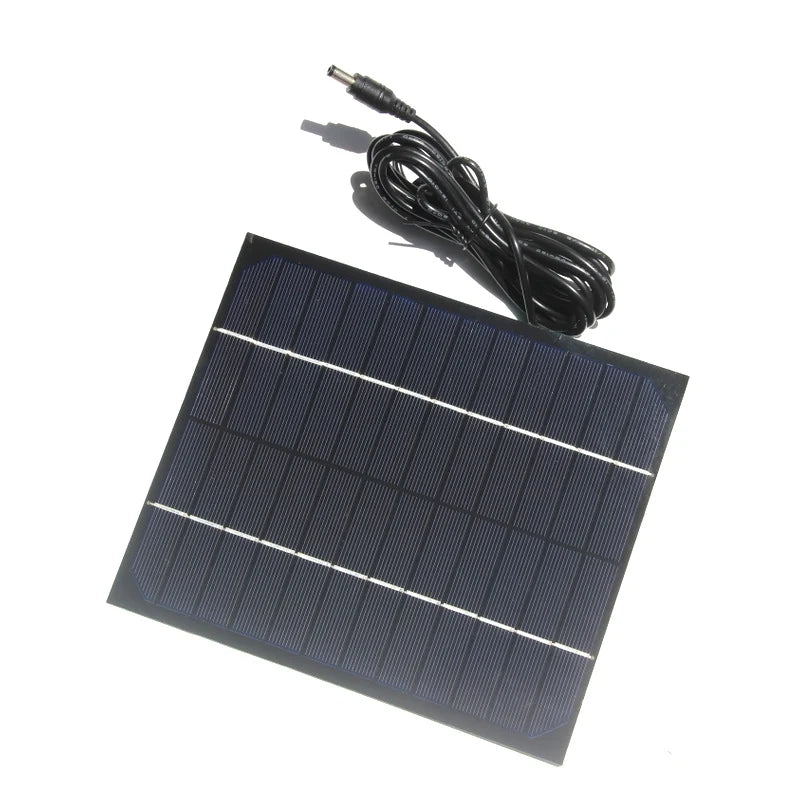 6W 12V mini solar panel with DC5521 cable, front view
