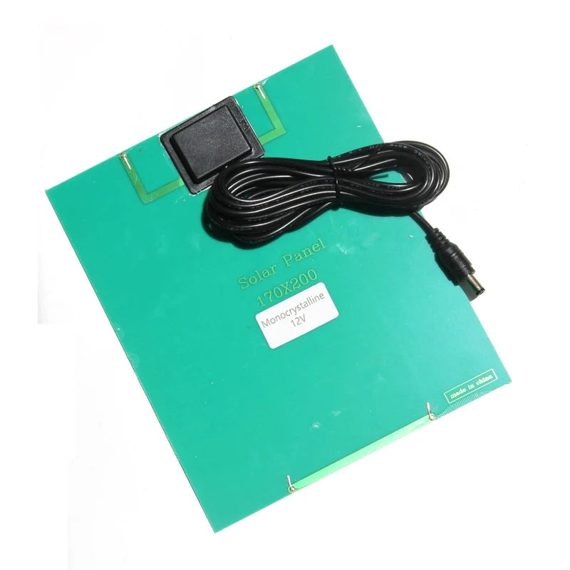 Rear solar panel with 170x200mm and 12V technical markings