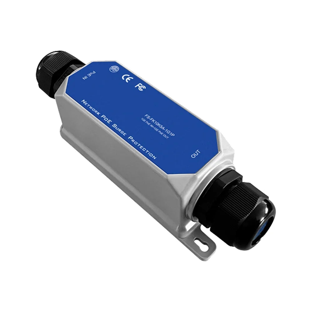 Angled view of the outdoor network surge protector