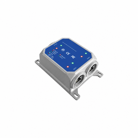 Angled view of the outdoor 1-to-2 PoE extender