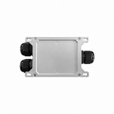 Rear enclosure and mounting tabs of the 1-to-2 PoE extender