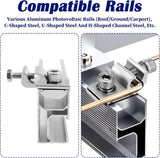 Grounding lug clamp attached to compatible photovoltaic rail profiles
