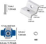 Silver two-hole solar panel end clamp and mounting hardware details