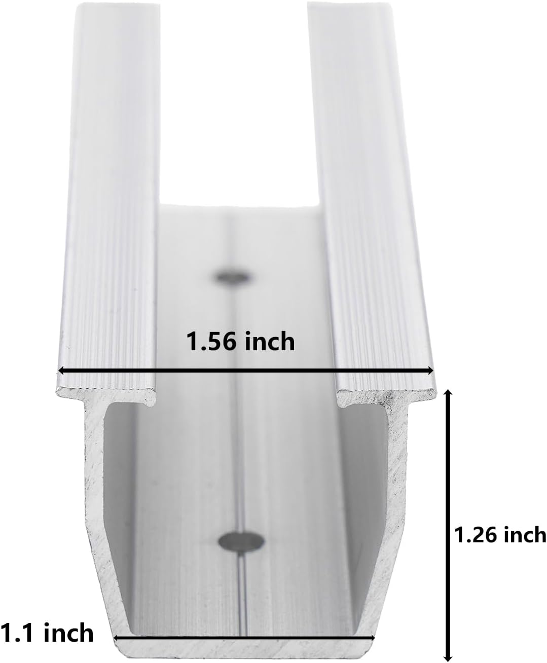 Silver mini rails and clamp hardware for solar panel mounting