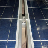 Four-panel layout using silver solar mounting brackets and mini rails
