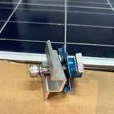 Silver Unistrut solar panel mid clamp side detail