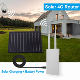 Solar panel and 4G router in a yard installation graphic