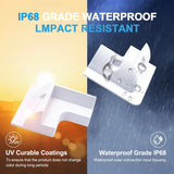 White ABS solar corner bracket shown in UV and rain feature graphics