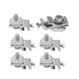 Six solar panel grounding lug clamp assemblies on a white background