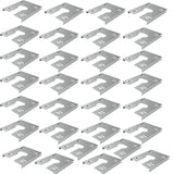Thirty solar panel grounding washer clips arranged on a white background