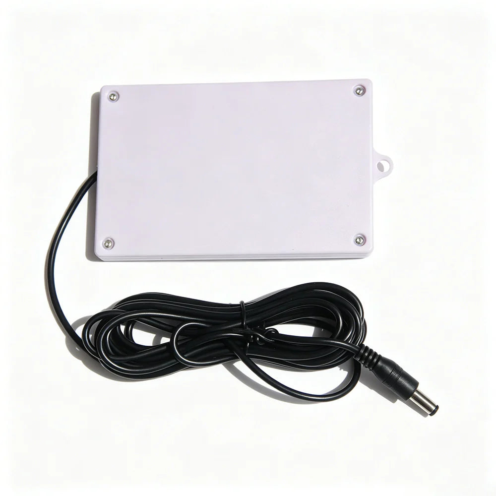 Rear of the framed panel and coiled DC cable