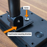close up of solar panel bracket installation direction with screw placement