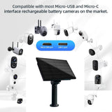 solar panel compatible with micro USB and USB C powered security cameras