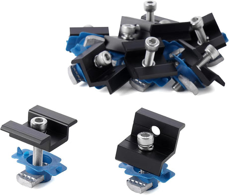 Black 10-piece solar panel clamp kit with mid and end clamps