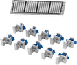 Ten silver solar panel end clamps for Unistrut mounting channels