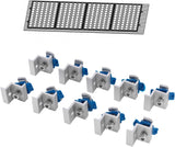 Ten silver solar panel end clamps for Unistrut mounting channels