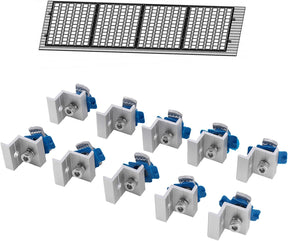 Ten silver solar panel end clamps for Unistrut mounting channels