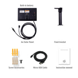 4W solar panel kit with built-in battery, bracket, screws and USB cable