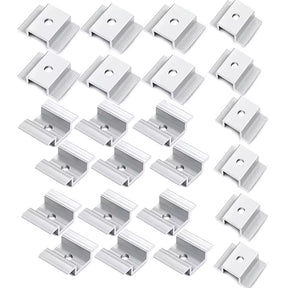 Pacote de 24 peças de grampos intermediários prateados anodizados para placa solar