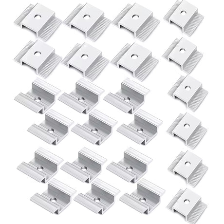 24-piece pack of silver anodized solar panel mid clamps
