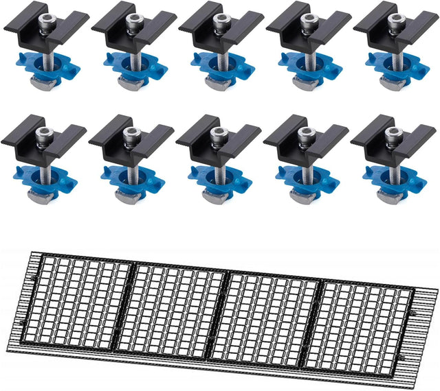 Ten black solar panel mid clamps for Unistrut rails