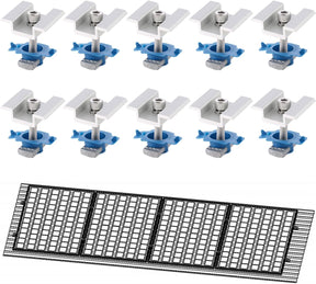 Ten silver solar panel mid clamps for Unistrut rails