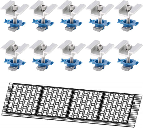 Ten silver solar panel mid clamps for Unistrut rails