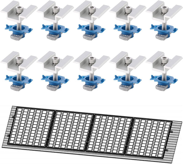 Ten silver solar panel mid clamps for Unistrut rails