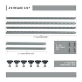 Solar panel mounting bracket package including rails, fixed brackets, bolts, nuts, and knob screws