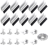 Silver solar panel mounting brackets and mini rail kit for four panels