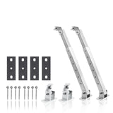 Solar tilt mount support legs, front feet, base plates, and fastening hardware