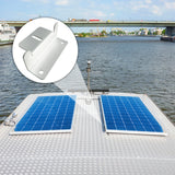 Aluminum solar Z brackets supporting framed panels on a boat roof