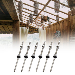 SUS304 200 mm solar hanger bolts with M10 nuts and EPDM seals for wooden beam and flat surface mounting.