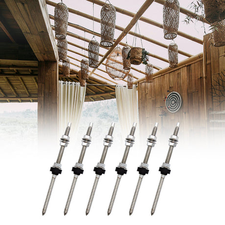 SUS304 200 mm solar hanger bolts with M10 nuts and EPDM seals for wooden beam and flat surface mounting.