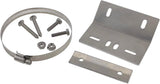 Kit contents: stainless wall bracket, slotted strip, band clamp, screws, nuts, and bolts.