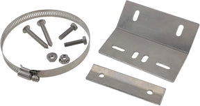 Kit contents: stainless wall bracket, slotted strip, band clamp, screws, nuts, and bolts.