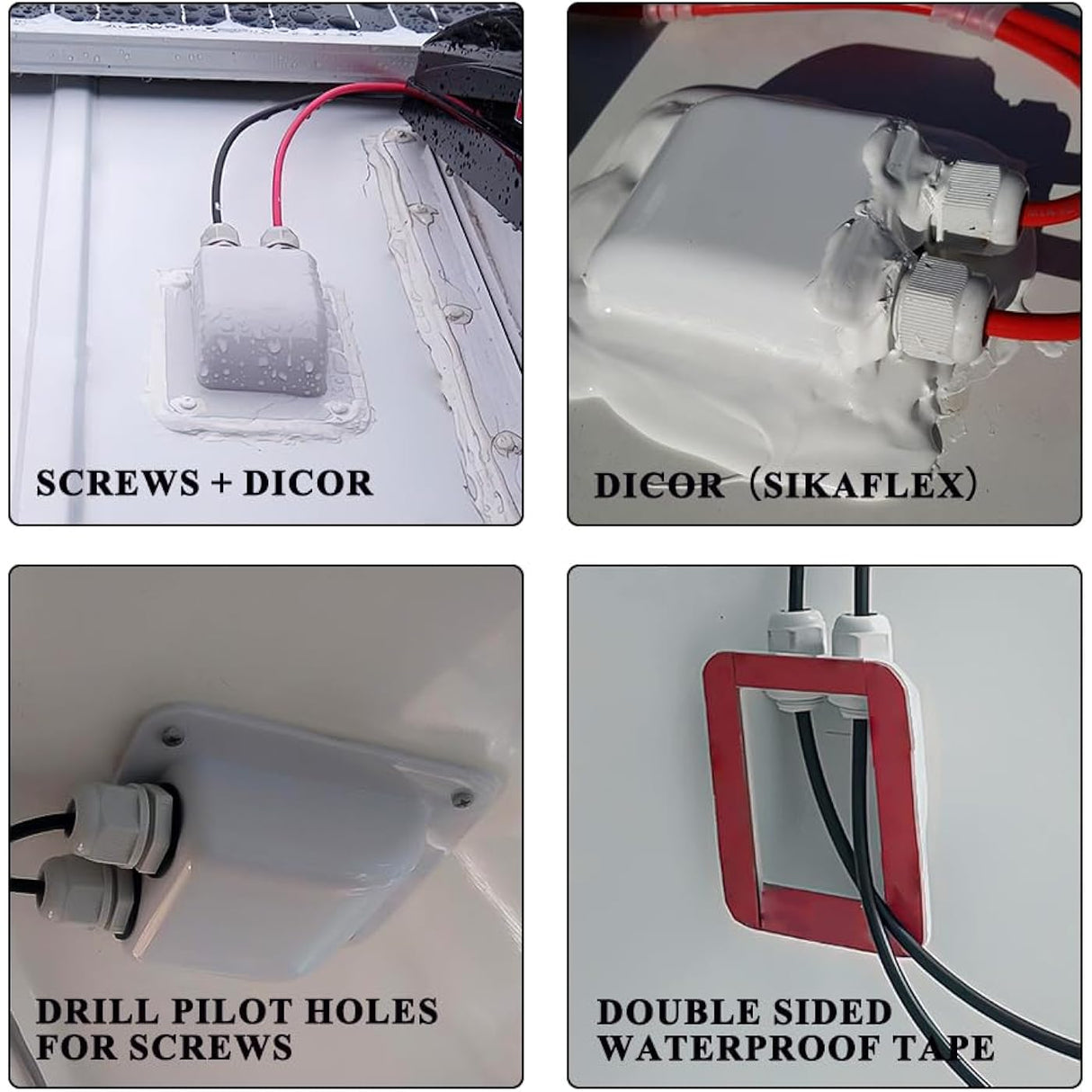 White solar cable entry gland installation steps