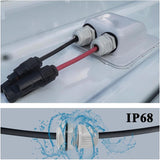 White solar cable entry gland installed with waterproof cable routing